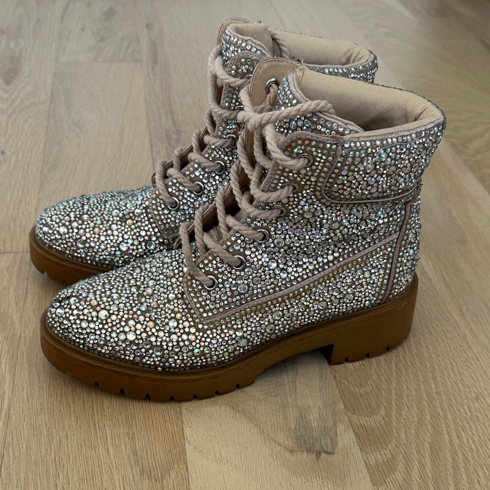 Betsey Johnson Sparkling Crystal-Embellished Women's Boots size 6.5